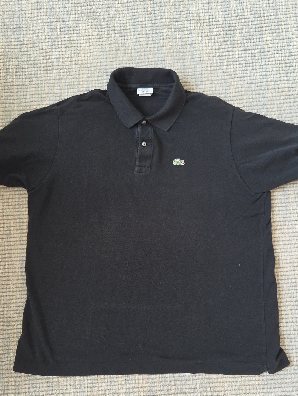 Lacoste Black Short-Sleeve Polo with Green Croc Logo Size 8 3XL